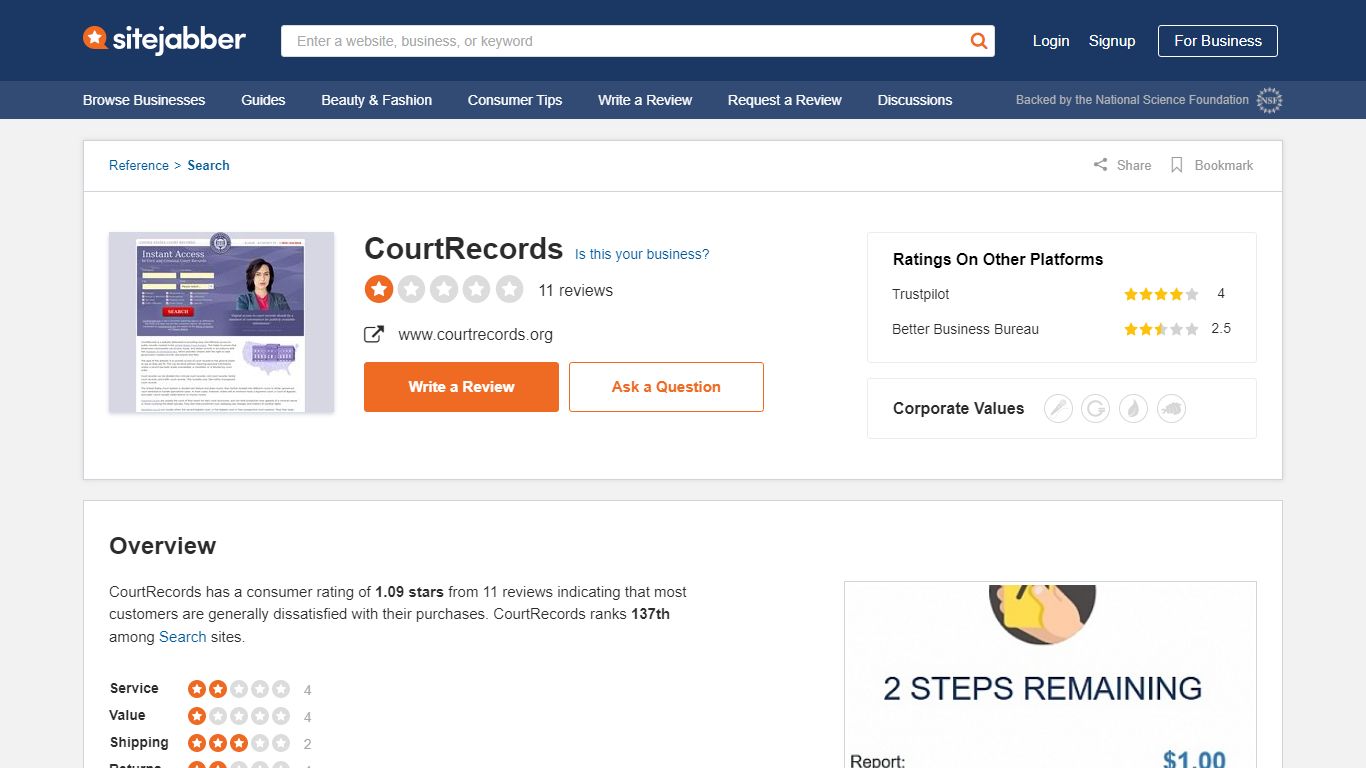 11 Reviews of Courtrecords.org - Sitejabber